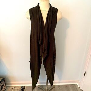 Society 8 Brown Asymmetrical Draped Front Sweater Vest Size Small